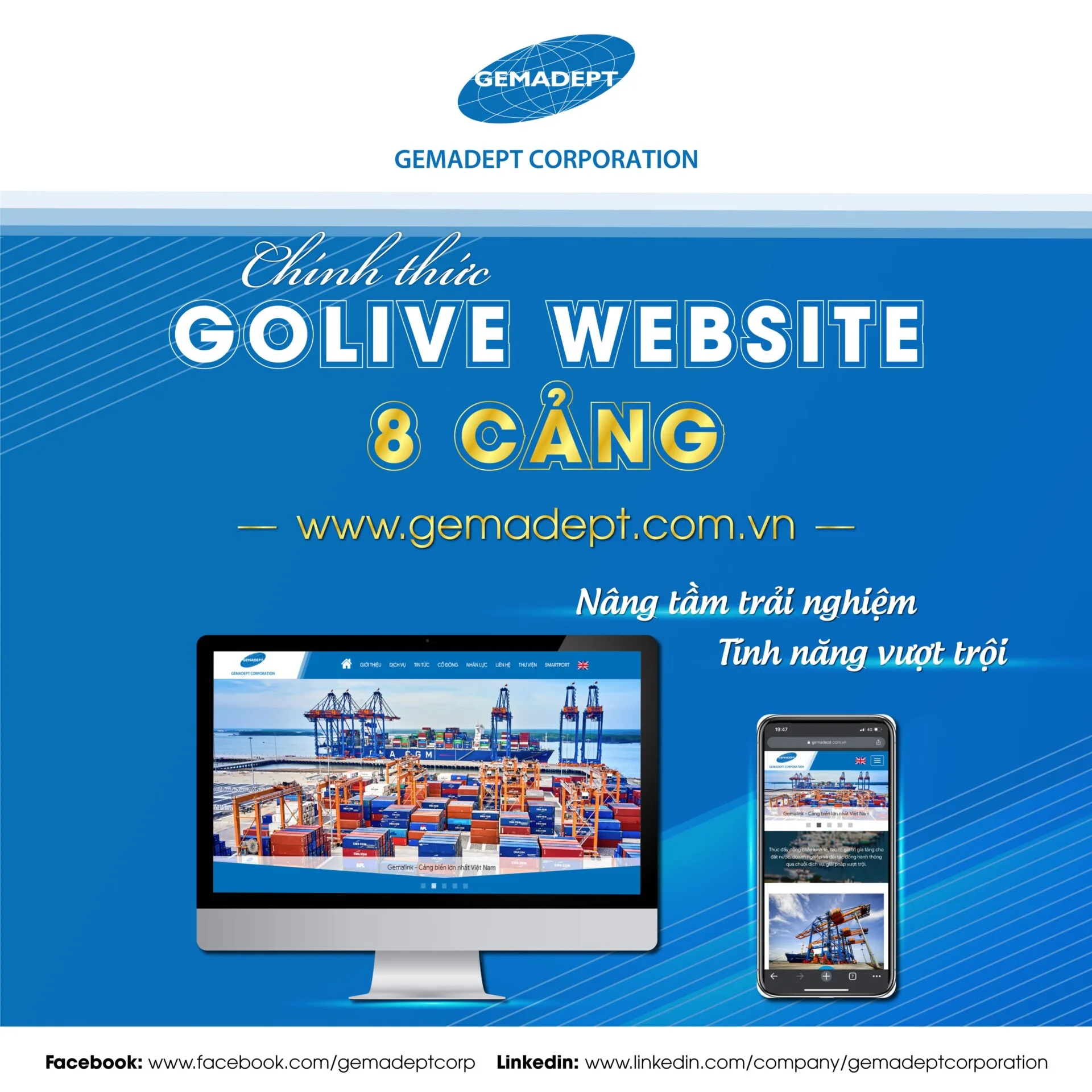 Thông báo golive website chính thức của khối cảng Gemadept