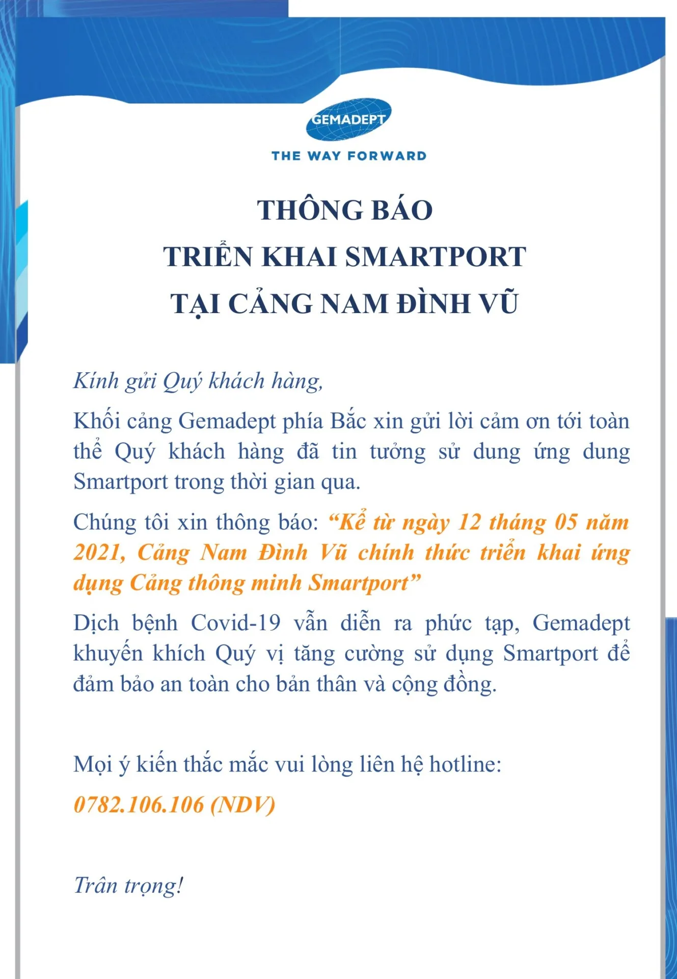 Cảng Nam Đình Vũ chính thức triển khai ứng dụng cảng thông minh SMARTPORT